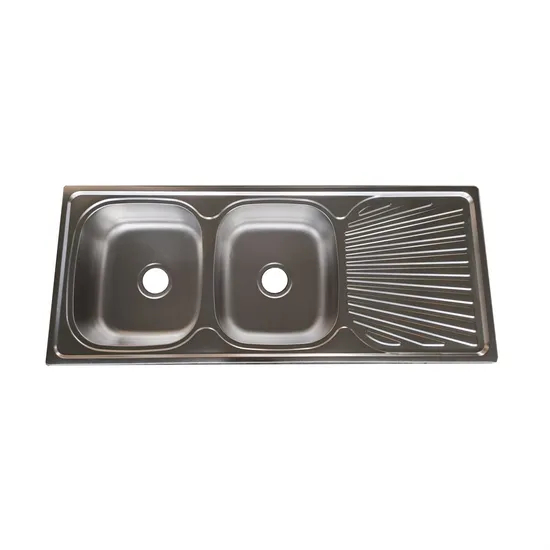 Hot Selling Double Basin Sink Pressing Sink with Plate