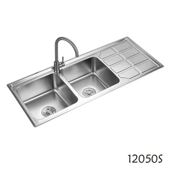 Double Bowl Basin 12050s Stainless Steel Sink Pressing Sink