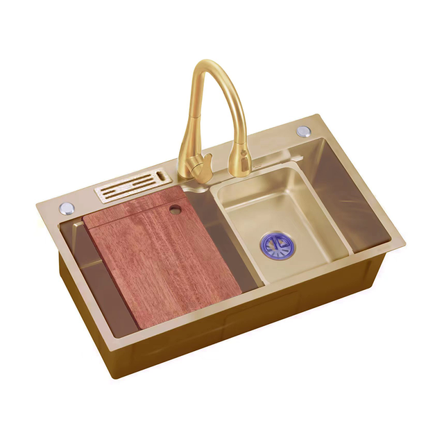 Golden Color Stainless Steel Luxury Handmade Kitchen Sink