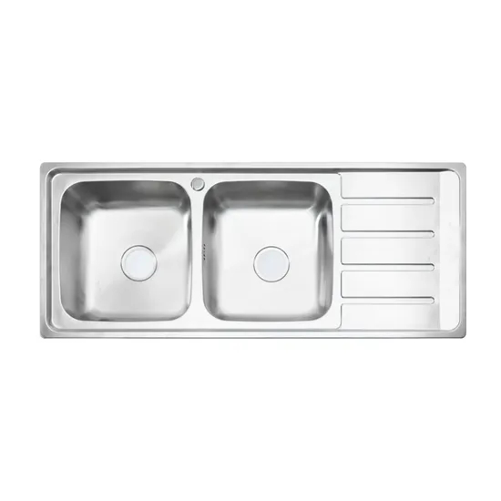 Hot Selling Double Basin Sink Pressing Sink with Plate