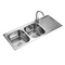 New Design 201 Stainless Steel Three Bowl Undermount Pressing Kitchen Sink with Drain Board